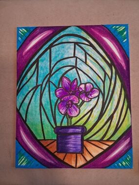"Orchids of Pele": Handmade 8"x10" Vibrant Original Purple Orchid Painting